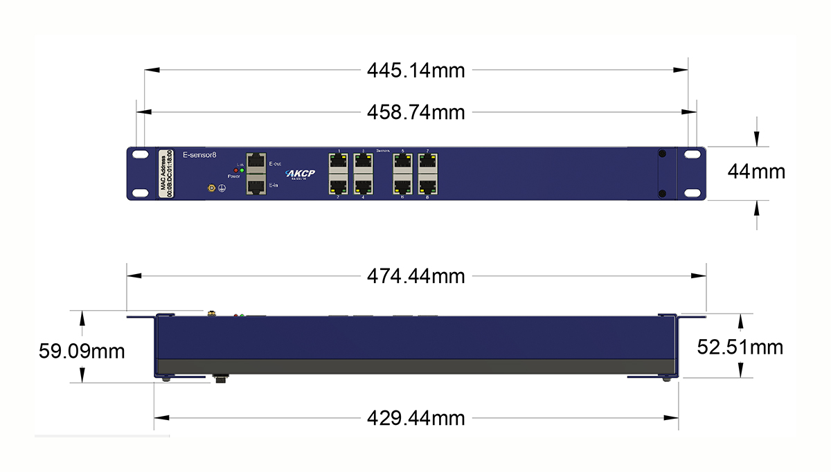 AKCP - E-Sensor8 - Expansion with 8 Ports and DIN rail mounting